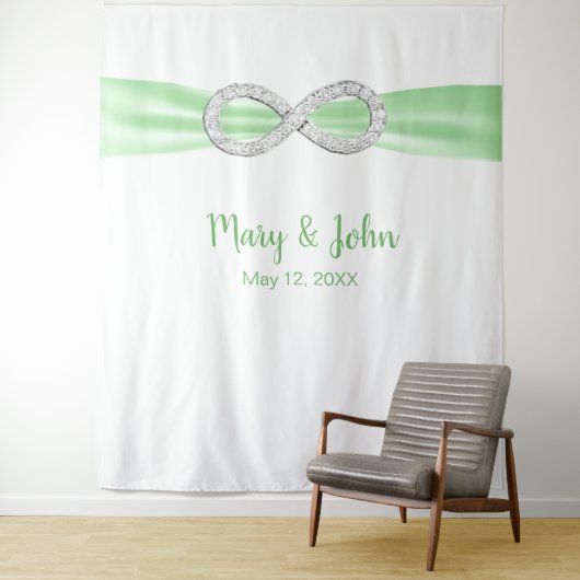 Groene Ruglbon Diamond Infinity Wedding Backdrop Wandkleed (In situ)