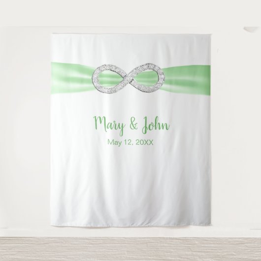 Groene Ruglbon Diamond Infinity Wedding Backdrop Wandkleed (Voorkant)