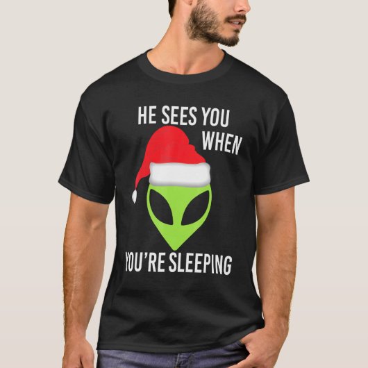 Groene Ruimte Alien Hoofd Kerstmis Kerstman Hoed U T-shirt (Voorkant)