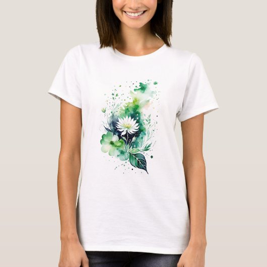 Groene Ruimte Bloem T-shirt (Voorkant)