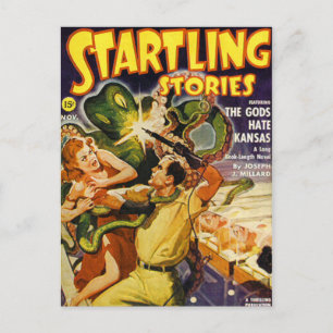 Groene ruimte-octopus briefkaart