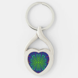 Groene ruimtebuisjes met rode mat Fractal Neon Sleutelhanger