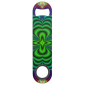 Groene ruimtebuisjes met rode mat Fractal Neon Speed Flessenopener (Voorkant)