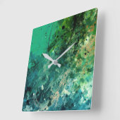 Groene ruis Abstract Vierkante Klok (Hoek)