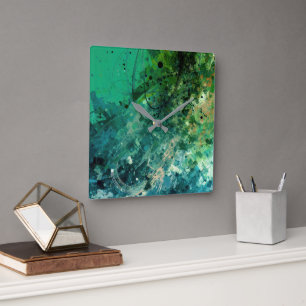 Groene ruis Abstract Vierkante Klok