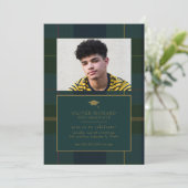 Groene ruit afstudeeraankondiging uitnodiging (Staand voorkant)