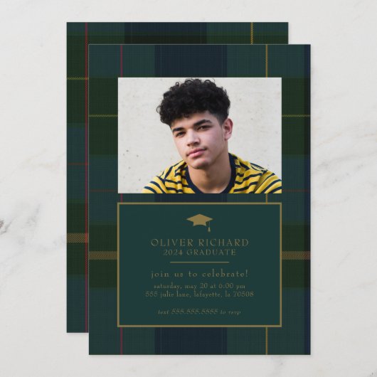 Groene ruit afstudeeraankondiging uitnodiging (Voorkant / Achterkant)