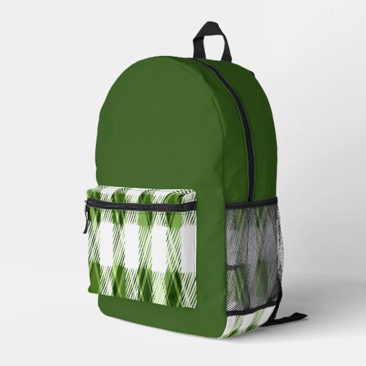 Groene ruit bedrukte rugzak (Achterkant Hoek Rechts)