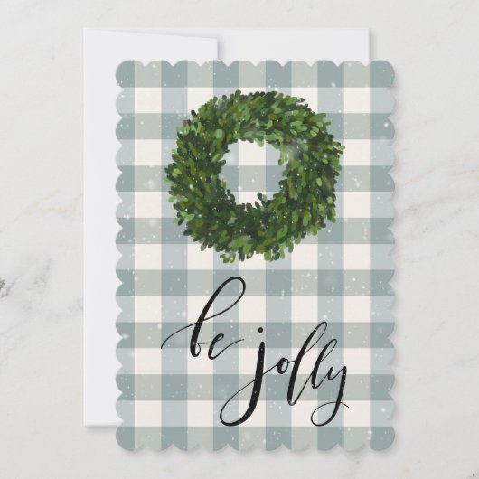 Groene ruit gingang Kerstsneeuwkrans Feestdagenkaart (Voorkant)