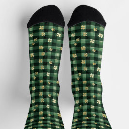 Groene ruit gouden klavertjes St. Patrick's Day Sokken