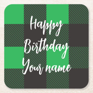 Groene ruit Happy Birthday Kartonnen Onderzetters