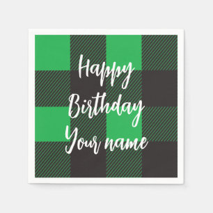Groene ruit Happy Birthday Servet