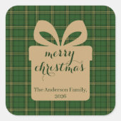 Groene ruit Kerst decoratief patroon -  Vierkante Sticker (Voorkant)