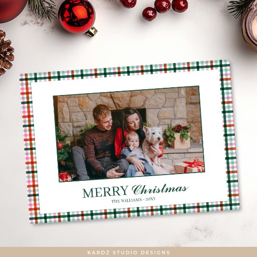 Groene ruit kerst foto kaart
