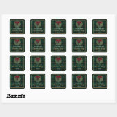 Groene ruit kerstfeest verpakkingssticker vierkante sticker (Vel)