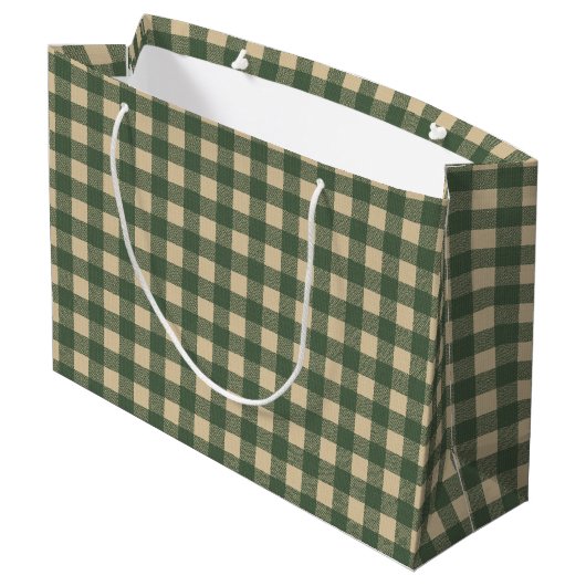 Groene ruit landelijke country groot cadeauzakje (Achterkant Gekanteld)