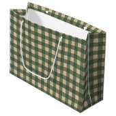 Groene ruit landelijke country groot cadeauzakje (Voorkant Gekanteld)