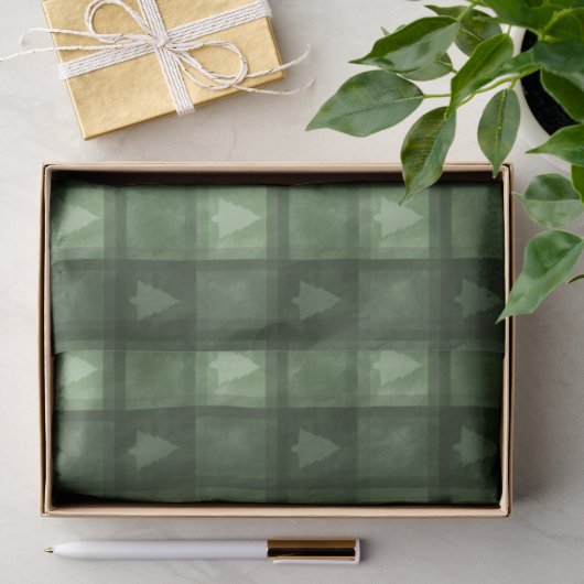 Groene ruit met kerstboomvormen kerstpatroon tissuepapier (Geschenk)