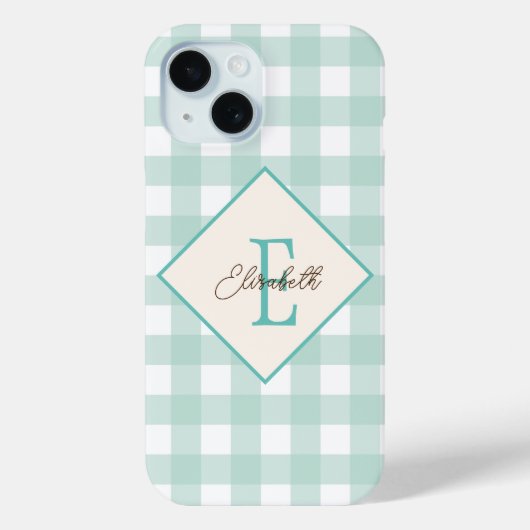 Groene ruit, monogram Case-Mate iPhone case (Achterkant)