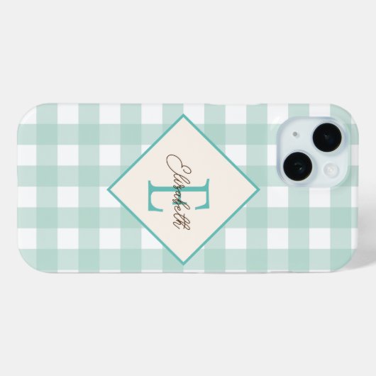Groene ruit, monogram Case-Mate iPhone case (Achterkant (horizontaal))