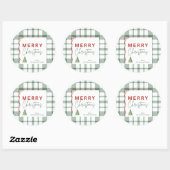 Groene ruit rode strik rustieke Kerst sticker (Vel)