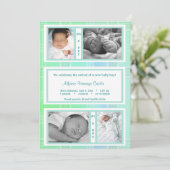 Groene ruit vier foto geboorteaankondiging aankondiging (Staand voorkant)