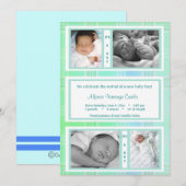 Groene ruit vier foto geboorteaankondiging aankondiging (Voorkant / Achterkant)