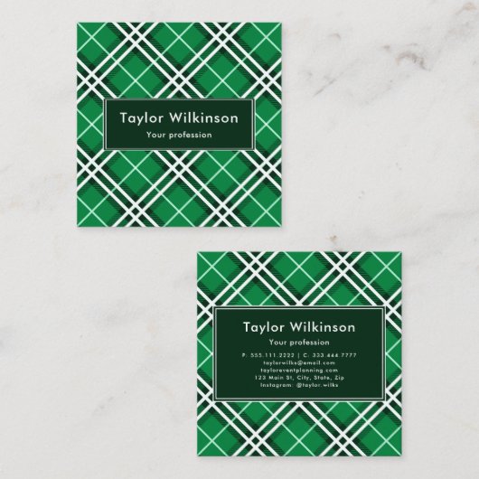 Groene ruit vierkante visitekaartje (Voorkant / Achterkant)