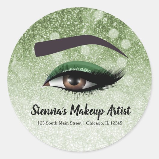 Groene ruit zweeft ogen | make-up kunstenaar ronde sticker (Voorkant)