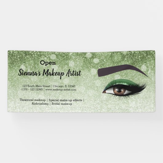Groene ruit zweeft ogen | make-up kunstenaar spandoek (Horizontaal)