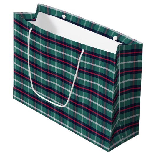 Groene ruitencadeauzak groot cadeauzakje (Voorkant Gekanteld)