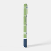 Groene ruitjesmonogram met vensterpaneel iPhone 15 case (Rechterkant)
