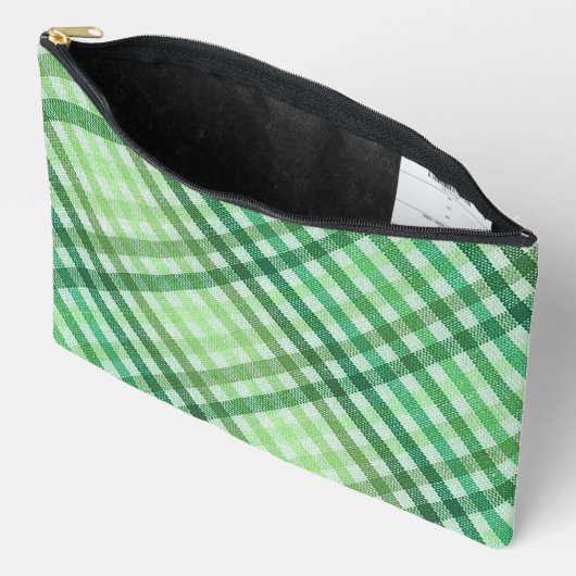 Groene ruitprint cosmetische tas (Open)