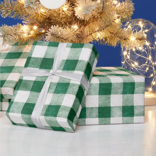 Groene ruitstrepen Kerstmis Cadeaupapier (Feestdagen)