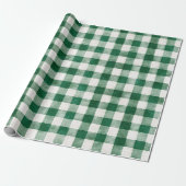 Groene ruitstrepen Kerstmis Cadeaupapier (Uitgerold)