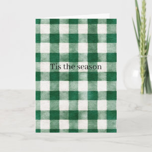 Groene ruitstrepen Kerstmis Kaart
