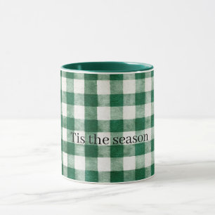 Groene ruitstrepen Kerstmis Mok