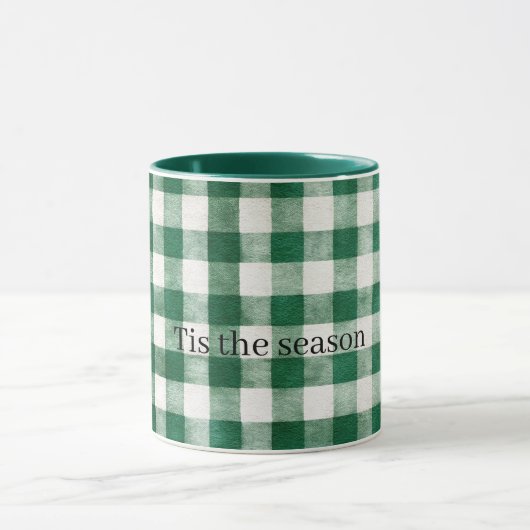 Groene ruitstrepen Kerstmis Mok (Midden)