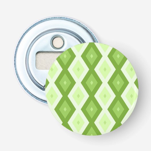 Groene ruitvormig patroon van Chartreuse Button Flesopener (Voorkant)