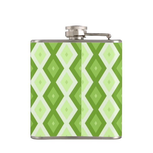 Groene ruitvormig patroon van Chartreuse Heupfles (Achterkant)