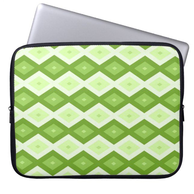 Groene ruitvormig patroon van Chartreuse Laptop Sleeve (Voorkant)