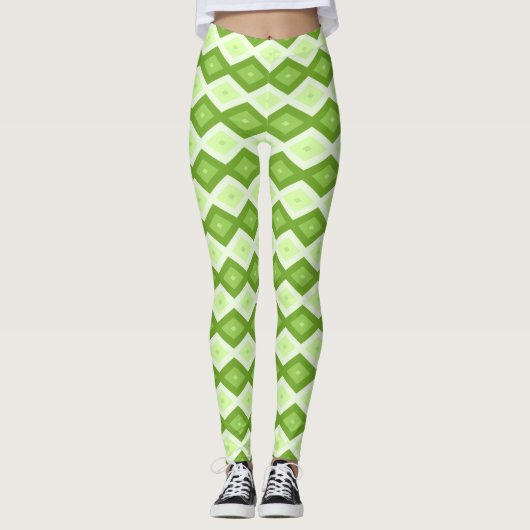 Groene ruitvormig patroon van Chartreuse Leggings (Voorkant)