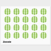 Groene ruitvormig patroon van Chartreuse Ronde Sticker (Vel)