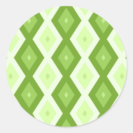 Groene ruitvormig patroon van Chartreuse Ronde Sticker (Voorkant)
