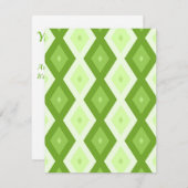 Groene ruitvormig patroon van Chartreuse RSVP Kaartje (Voorkant / Achterkant)