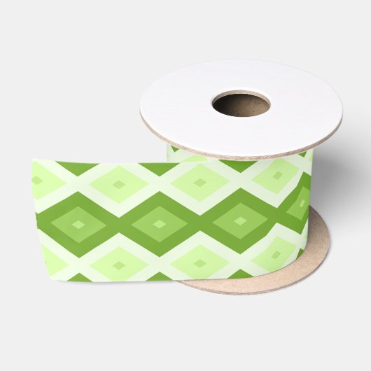 Groene ruitvormig patroon van Chartreuse Satijnen Lint (Spoel)