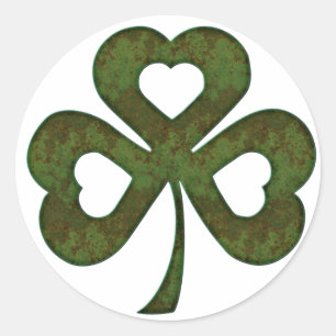 Groene Rusted Metal Shamrock Clover Stickers