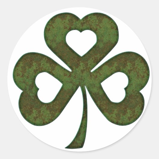 Groene Rusted Metal Shamrock Clover Stickers (Voorkant)
