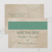 Groene Rustic Damask sparen het Briefkaart van de  (Voorkant / Achterkant)