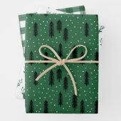 Groene Rustic Holiday Pattern Bossen Trees Pset Inpakpapier Vel (In situ)